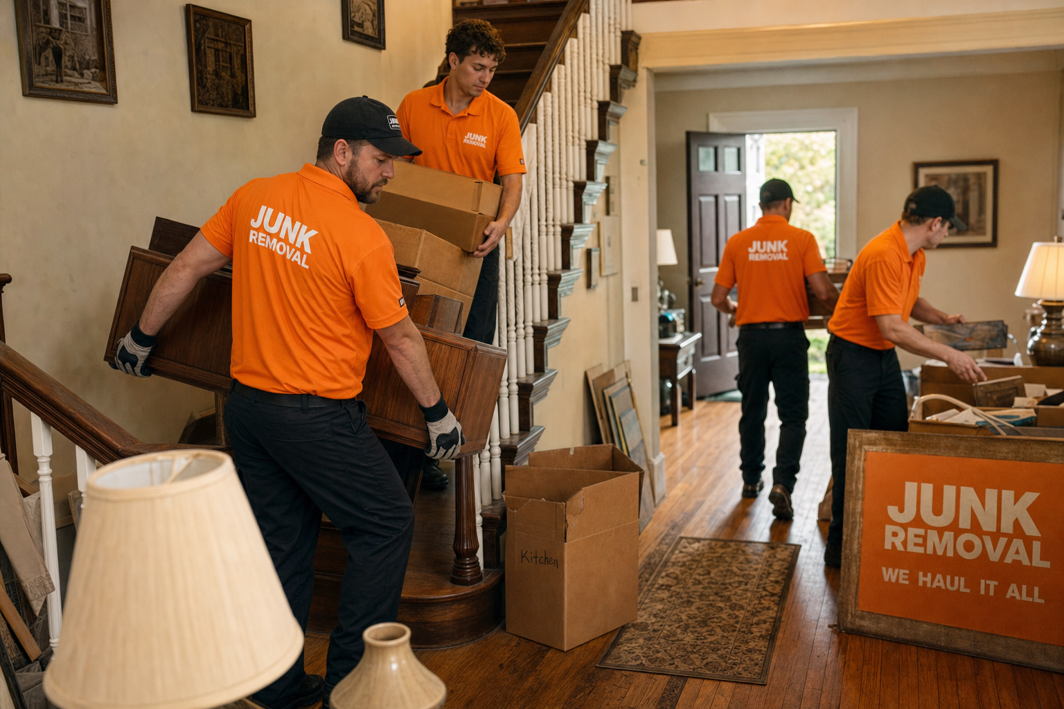 Estate cleanout crew working inside a home in Ossining, NY