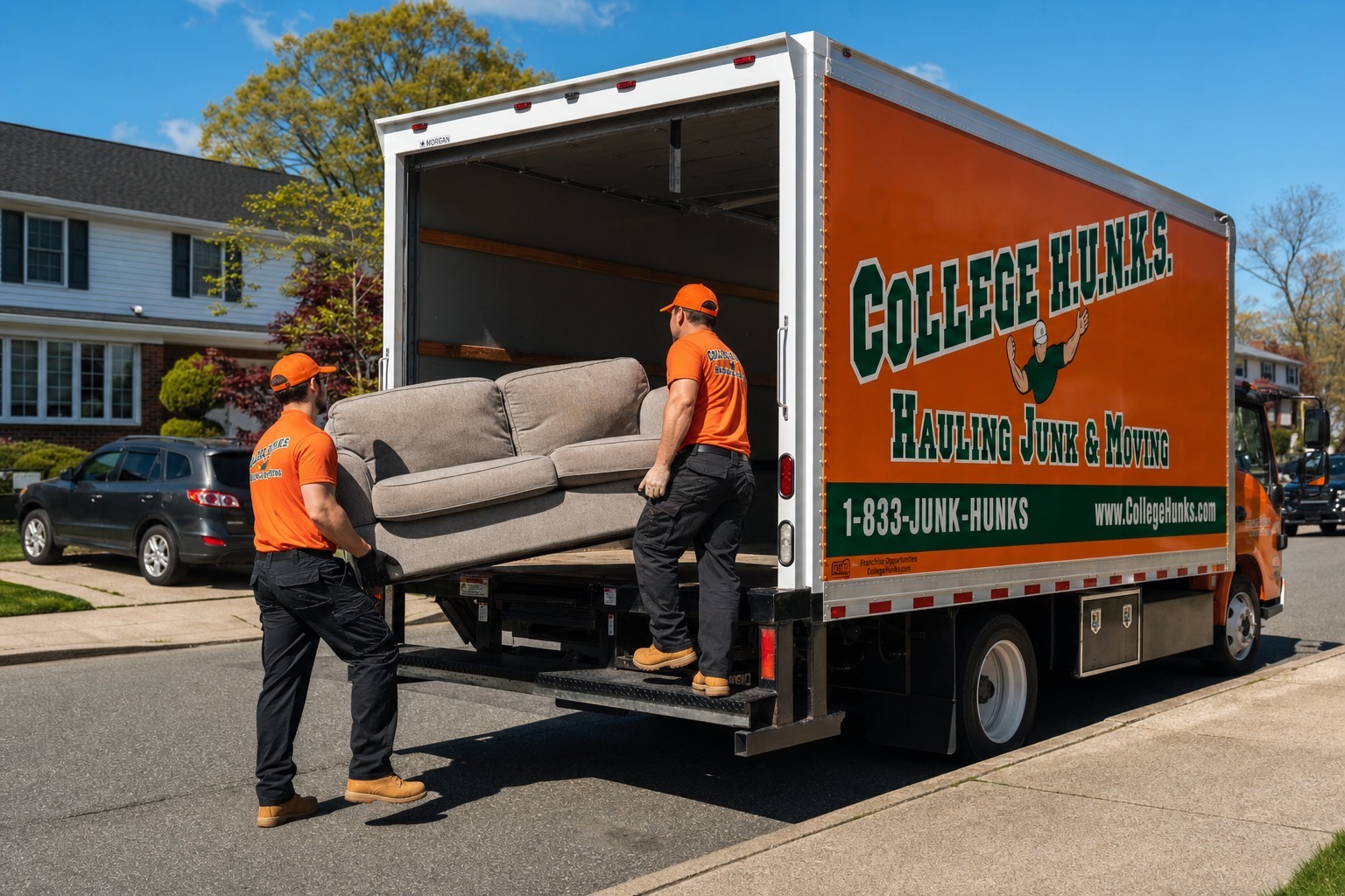Real Deal Junk crew loading furniture into truck in Ossining, NY