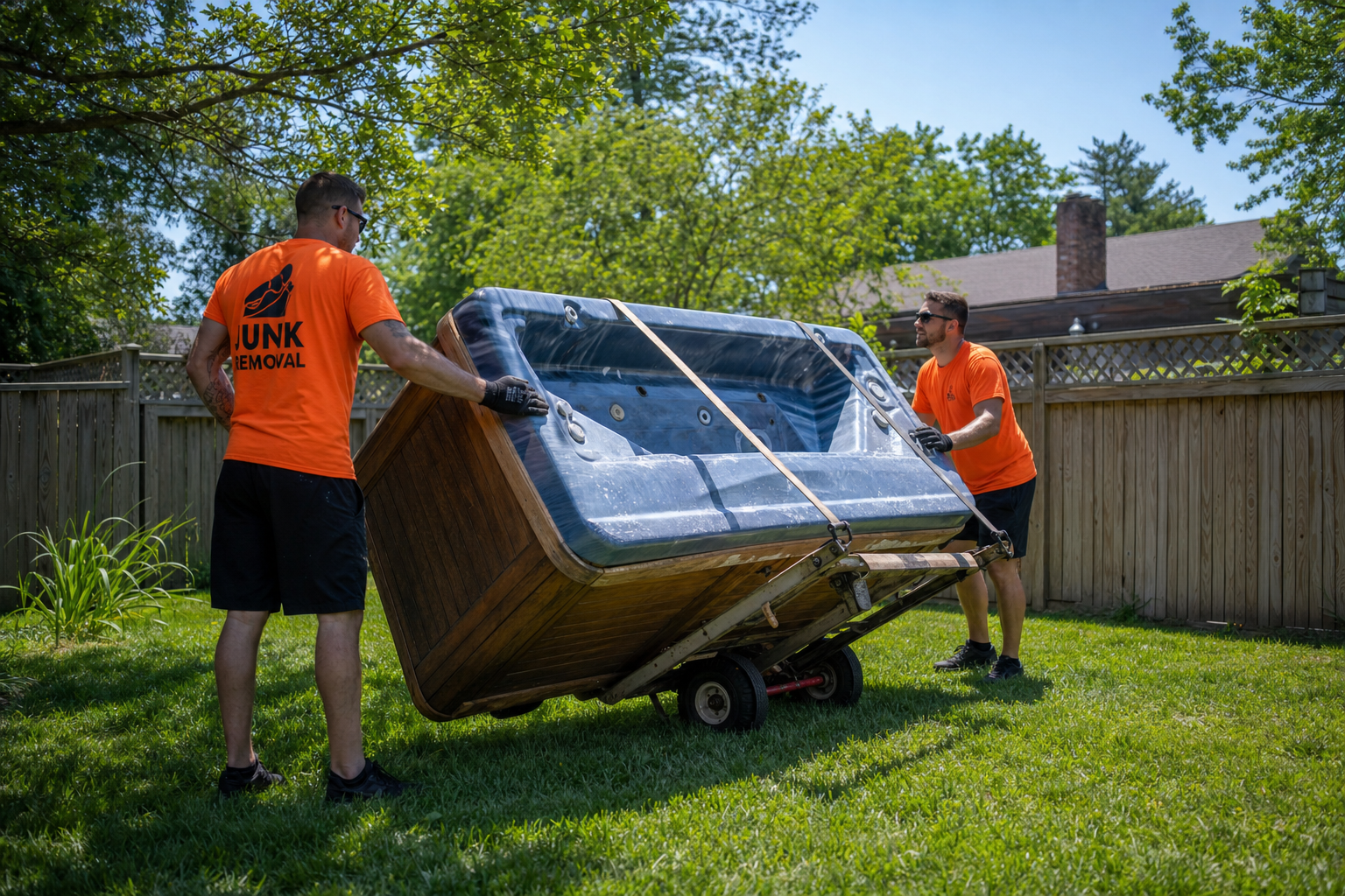 Hot tub removal from backyard in Westchester NY